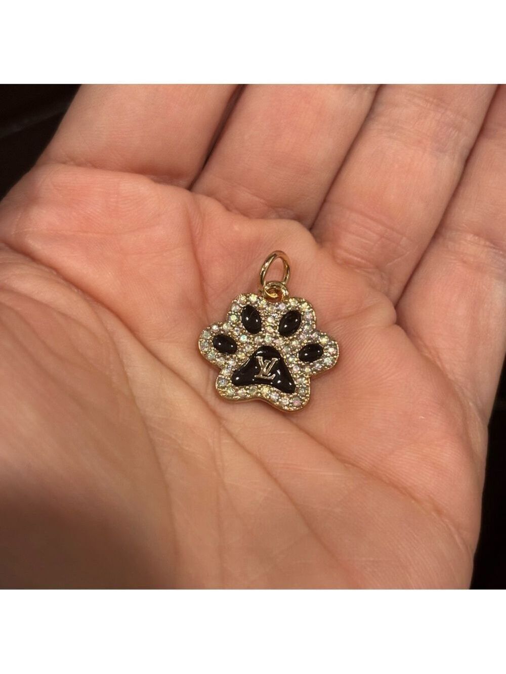 412. Paw Charm Pendant in Gold and Black - Picture 1 of 2